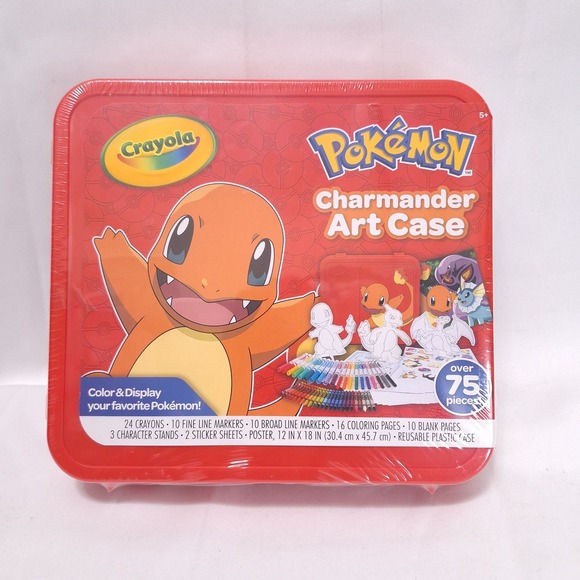 Crayola Other - Crayola Pokemon Charmander Art Case 75 Pieces Crayon Marker Sticker Poster